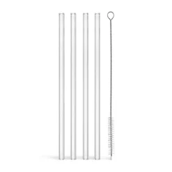 Pailles Viva + brosse de nettoyage lot de 5, Clair