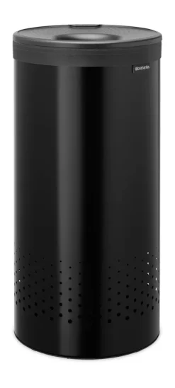 Panier à linge Brabantia avec couvercle en plastique 35 L, Noir mat