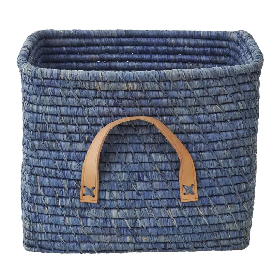 Panier de rangement Rice raffia, Bleu