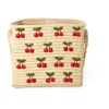 Panier en raphia avec poignée Rice 30x30 cm, Cerise