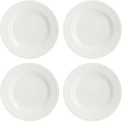 Petite assiette Dots 22cm Lot de 4, Blanc cassé