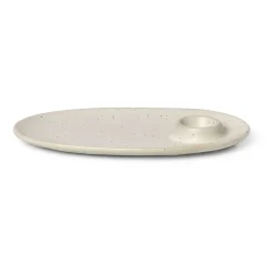 Petite assiette Flow 14x23,5 cm, Off-white speckle