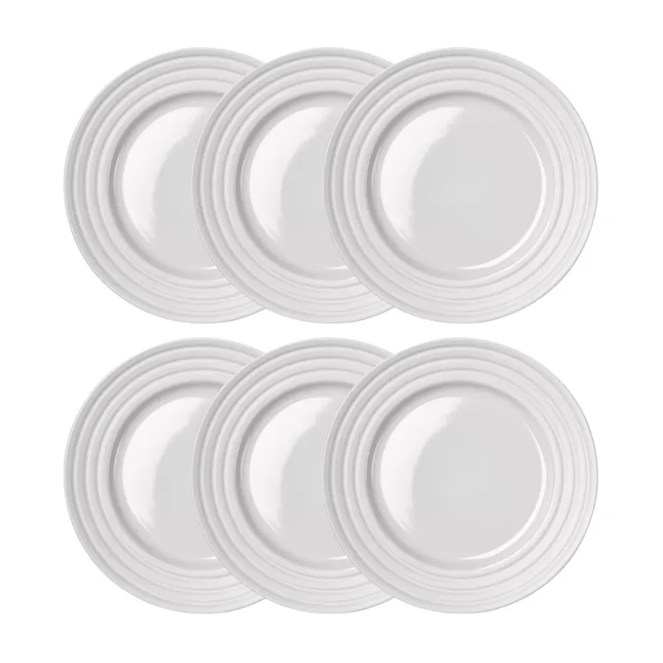 Petite assiette Lines Ø21 cm Lot de 6, Blanc