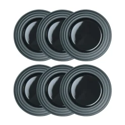 Petite assiette Lines Ø21 cm Lot de 6, Gris foncé