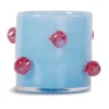 Photophore Arlo XS Ø10 cm, Bleu clair-bordeaux