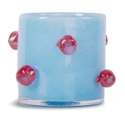 Photophore Arlo XS Ø10 cm, Bleu clair-bordeaux