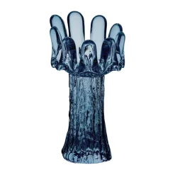 Photophore en verre circulaire Solros 18 cm, Bleu