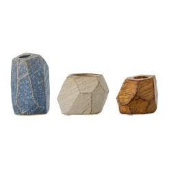 Photophore et bougeoir Kimber, ensemble de 3 pièces, Bleu