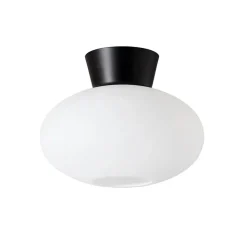 Plafonnier Verre opale Bullo Ø27 cm, Noir mat