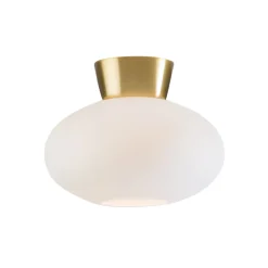 Plafonnier Verre opale Bullo Ø27 cm, Laiton