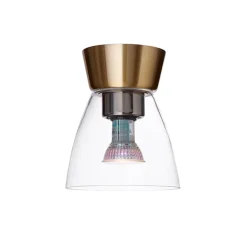 Plafonnier verre transparent Bizzo Ø16,5 cm, Laiton