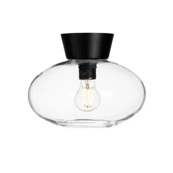 Plafonnier verre transparent Bullo Ø27 cm, Noir mat