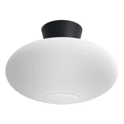 Plafonnier XL Bullo verre opale Ø38 cm, Noir mat
