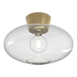 Plafonnier XL Bullo verre transparent Ø38 cm, Laiton
