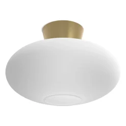 Plafonnier XL Bullo verre opale Ø38 cm, Laiton