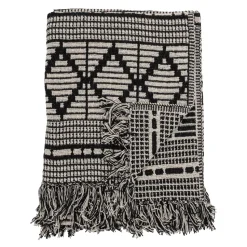 Plaid coton recyclé Bloomingville 130x160 cm, Noir