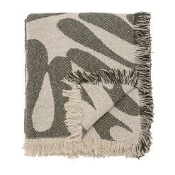 Plaid en coton Alk 130x160 cm, Beige-vert