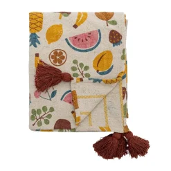 Plaid en coton Fruitta 160x130 cm, Jaune