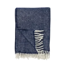 Plaid en laine Chevron, Bleu foncé
