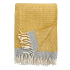 Plaid en laine Harald 130x200 cm, Jaune-gris