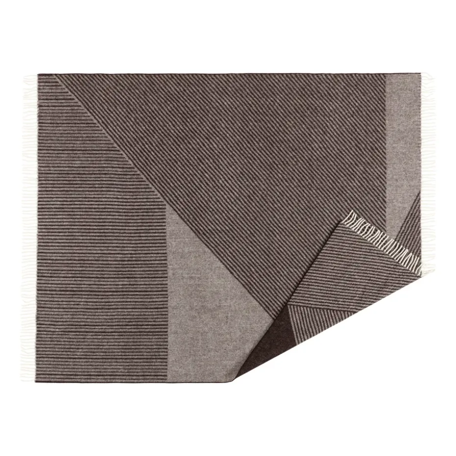 Plaid en laine Stripes 130x185 cm, Marron