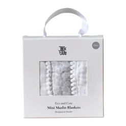 Plaid Pom Pom en mousseline 40x40 cm, lot de 3, Pearl & Giraffe gray