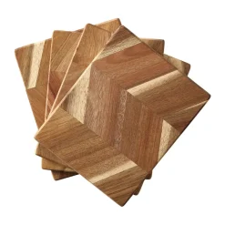Planche à découper à chevrons 12x15 cm, lot de 4, Bois d'acacia