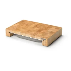Planche à découper en bois de caoutchouc avec 1 planche en fer blanc, 27x39 cm