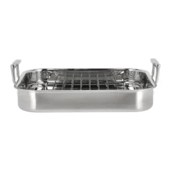 Plat à four avec grille Somme 32x26,5x5,5 cm, Acier inoxydable