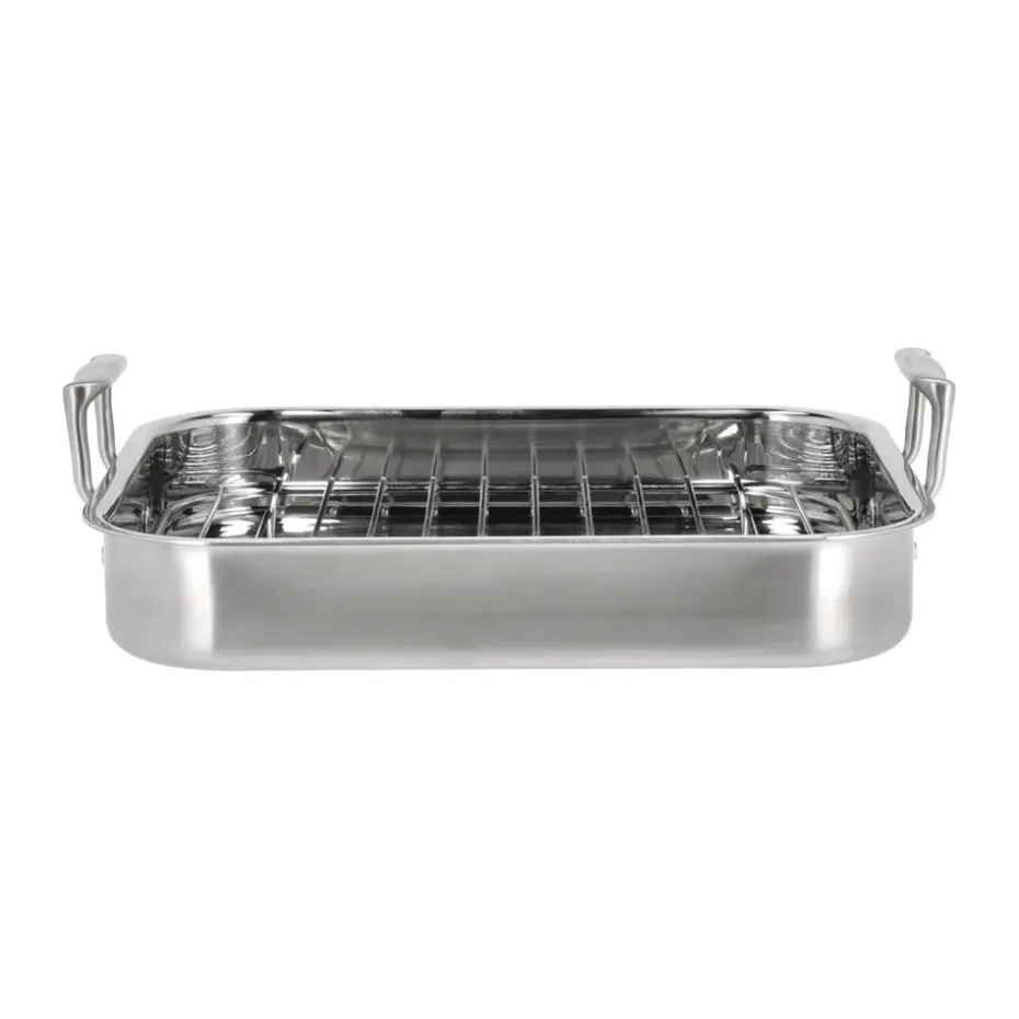 Plat à four avec grille Somme 32x26,5x5,5 cm, Acier inoxydable