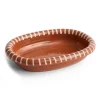 Plat de service ovale Barro, Natural with stripes, small 20x27,5 cm