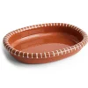 Plat de service ovale Barro, Natural with stripes, large 27x36 cm
