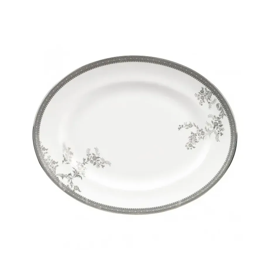 Plat de service ovale Vera Wang Lace Platinum, 35 cm