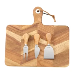 Plateau à fromage Ollie motif chevrons, 4 pièces, FSC Akacia
