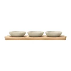 Plateau en bambou Shoku avec 3 bols, Beige
