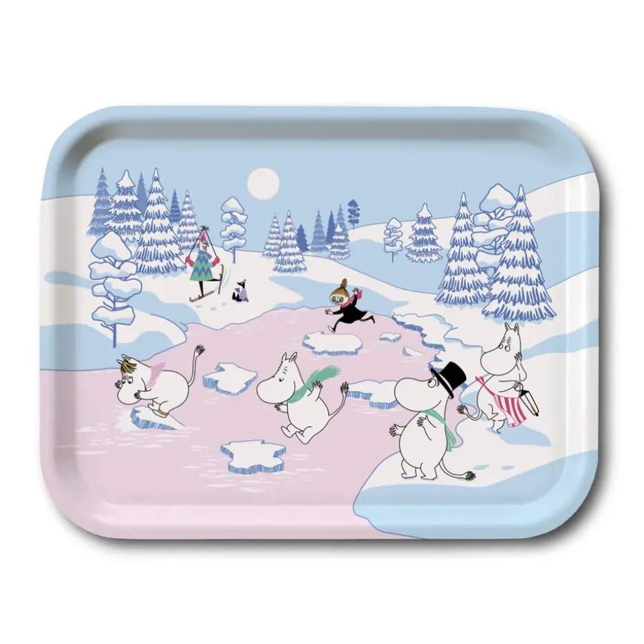 Plateau Moumines hiver 2022 20x27 cm, Bleu-blanc-rose