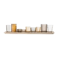 Plateau Sanga avec bougeoirs, 10 pièces, Marron