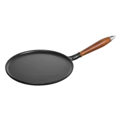 Poêle à crêpes avec poignée en bois Vintage Ø28 cm, Noir
