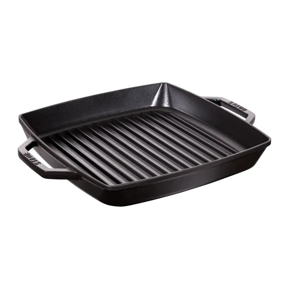 Poêle à griller Pure Staub fonte carrée noire, 28 cm