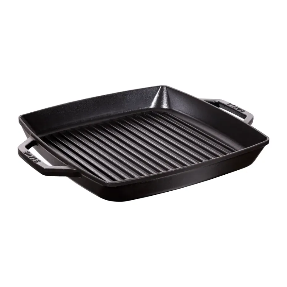 Poêle à griller Pure Staub fonte carrée noire, 33 cm