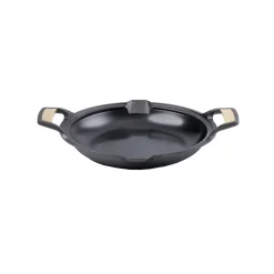 Poêle à paella Signature en fonte polie 33 cm, Noir