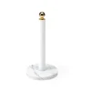 Porte-rouleau de cuisine, Blanc, bouton en laiton