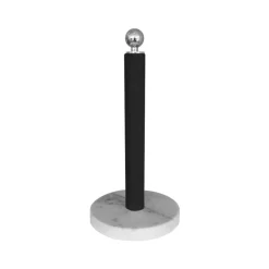 Porte-rouleau de cuisine, Noir, bouton en argent