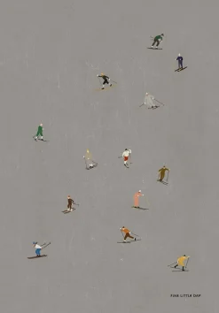 Poster Skiers 50x70 cm, Gris