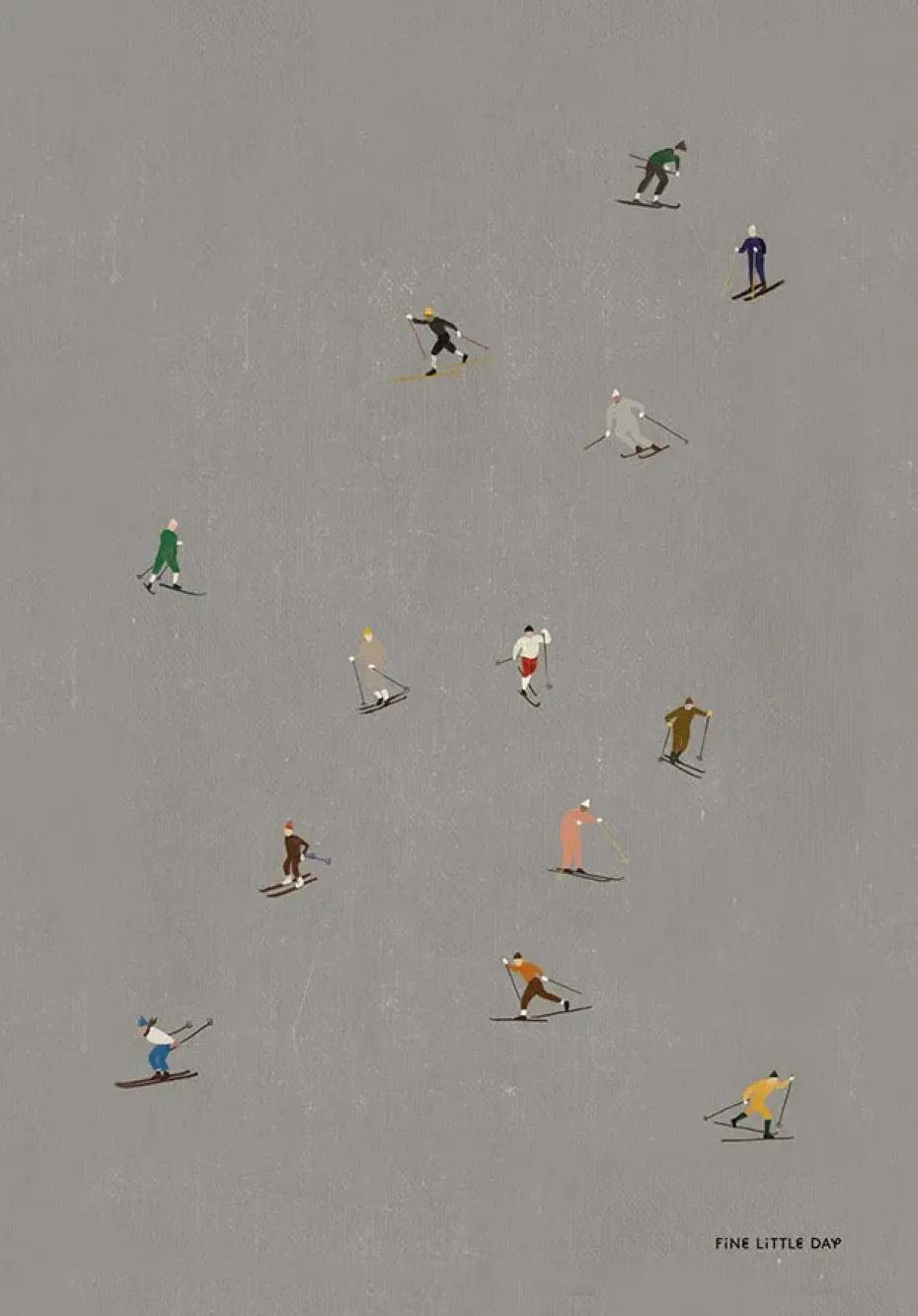 Poster Skiers 50x70 cm, Gris