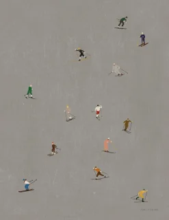 Poster Skiers 40x50 cm, Gris