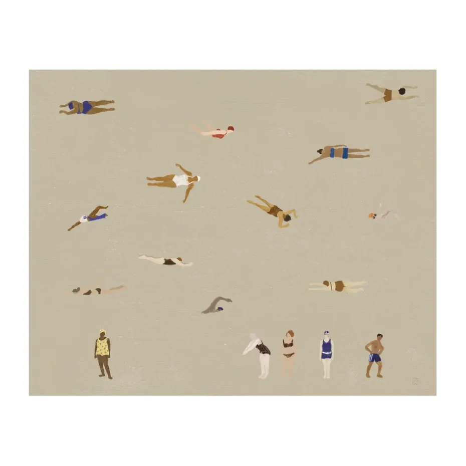 Poster Swimmers, Beige, 40x50 cm