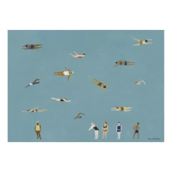 Poster Swimmers, Blue, 50x70 cm