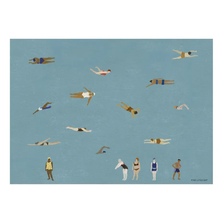 Poster Swimmers, Blue, 50x70 cm