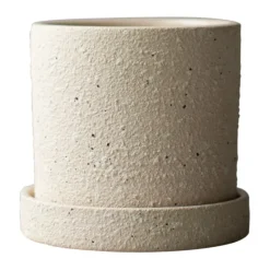 Pot Ø10 cm avec soucoupe Grow, Crème structure